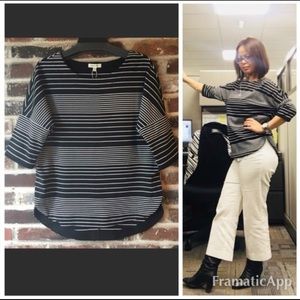 Max Studio - Striped Dropped Shoulder Sweater Top